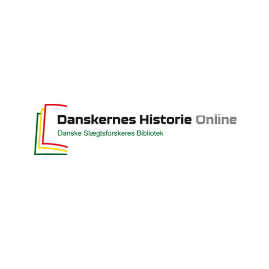 Logo for Danskernes Historie Online og Slægtforskernes Bibliotek på hvid baggrund