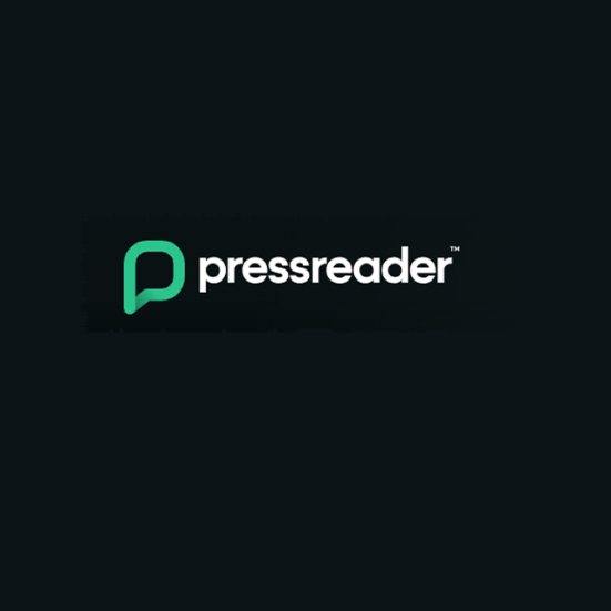 Pressreader logo på sort baggrund