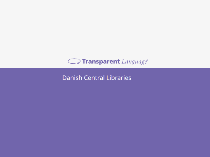 Gråt og lilla billede med teksten Transparent Language - Danish Central Libraries