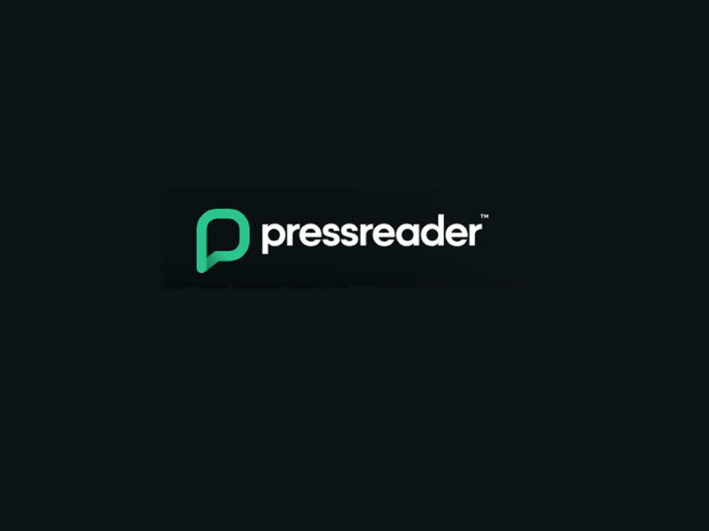 Pressreader logo på sort baggrund